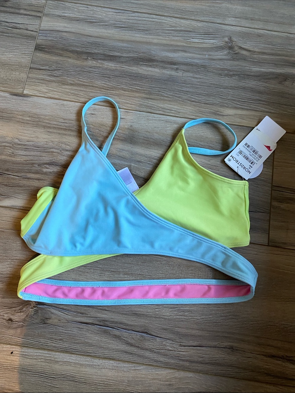 Girls Colorblock Swim top- Pink, Blue & Lime